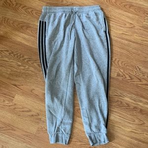 Boy’s Large Adidas Sweatpants Gray with Black Stripes